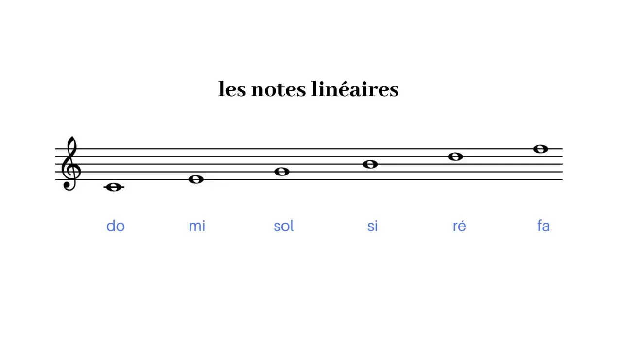 Portée musicale avec la clé de Sol et des notes représentant les 7 notes de musique : Do, Mi, Sol, Si, Ré, Fa.