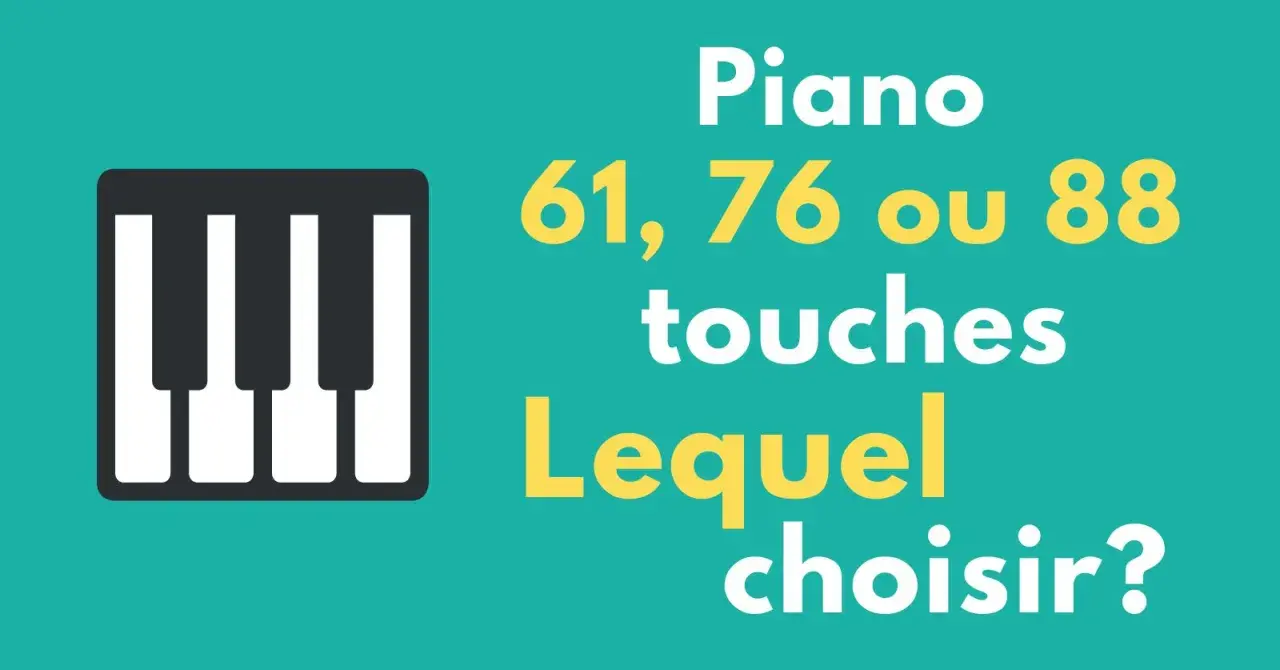 Piano : 61, 76 ou 88 touches. Lequel choisir ? Un clavier stylisé illustre la question du nombre de touches de piano.