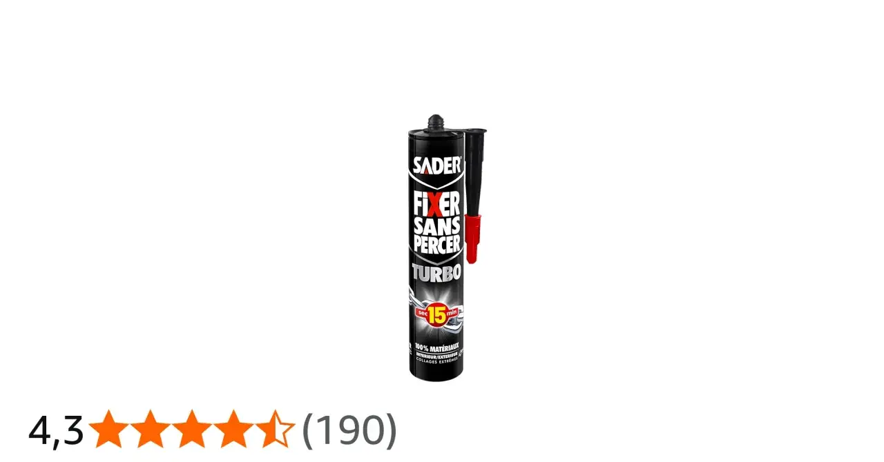 Tube de colle Sader Fixer Sans Percer Turbo, un vrai compresseur de collage pour des fixations extrêmes.