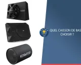 Trois caissons de basse de marques Pioneer, JBL et Kenwood.