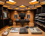 Studio d'enregistrement avec synthétiseurs, une Akai MPC 2000XL, et des pédales d'effets, prêt à faire revivre le son du daw reaper.