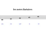 Portée musicale avec la clé de Sol et des notes représentant les 7 notes de musique : Do, Mi, Sol, Si, Ré, Fa.
