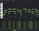 Un piano roll affiche des notes de musique sur une grille, comme des blocs de construction pour une mélodie.