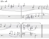 Partitions manuscrites avec des notes de musique en anglais, indiquant un tempo de 60.