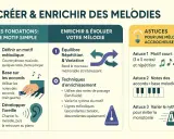Guide pour créer des mélodies : définir un motif, utiliser les accords et développer l'oreille. Apprenez comment faire des notes de musique accrocheuses.