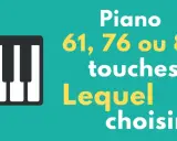 Piano : 61, 76 ou 88 touches. Lequel choisir ? Un clavier stylisé illustre la question du nombre de touches de piano.
