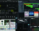 Interface de création musicale sous daw linux, avec pistes audio, synthétiseurs virtuels et analyseur de spectre.