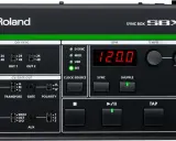 Boîtier Roland SBX-1, un séquenceur musique noir avec écran LED affichant 120.0 BPM, boutons et potentiomètres pour le tempo et la synchronisation.