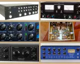 Ensemble de matériel audio professionnel, incluant un compresseur multibande, des vu-mètres et des circuits internes.