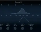 Écran de réglage égaliseur 5 bandes, avec courbes de fréquences et potentiomètres pour ajuster le son.