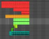 Composition d'une piste techno : kicks, hats, snares, synthés analogiques et effets sonores.