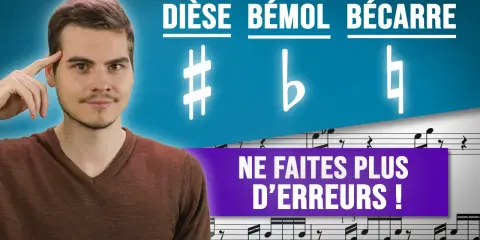Un homme pense à la **bécarre musique**, dièse et bémol. Il est temps de ne plus faire d'erreurs !