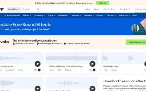 Trouvez des effets sonores gratuits pour vos projets vidéo. Mixkit propose une large sélection de sound design gratuit, parfait pour donner vie à vos créations.