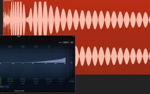 Égaliseur graphique ajustant le son d'un kick de batterie.