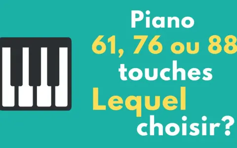 Piano : 61, 76 ou 88 touches. Lequel choisir ? Un clavier stylisé illustre la question du nombre de touches de piano.