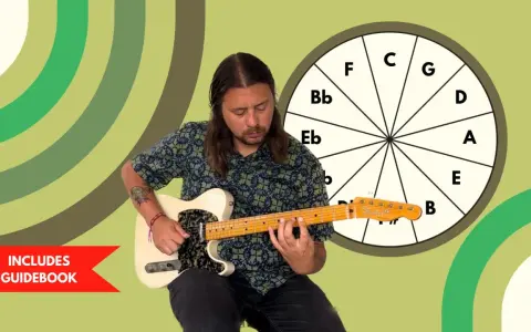 Un guitariste apprend le cercle des quintes. Un guide est inclus.