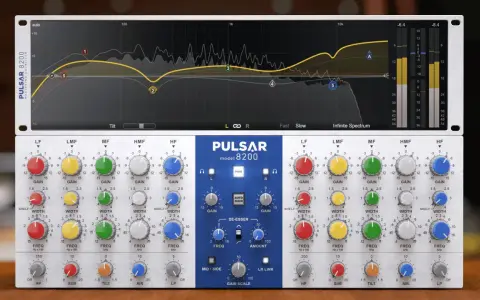 Un égaliseur Pulsar 8200 pour mixer une voix, avec des réglages précis pour chaque bande de fréquences.
