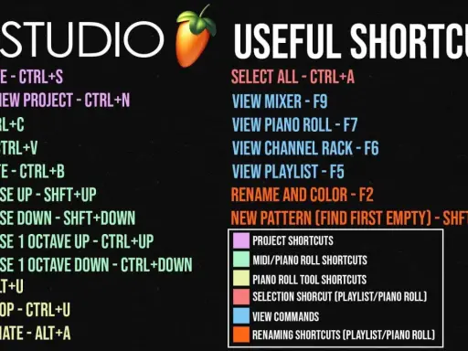 Liste des raccourcis FL Studio pour une création musicale plus rapide : copier, coller, dupliquer, transposer, etc.