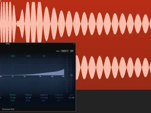 Égaliseur graphique ajustant le son d'un kick de batterie.