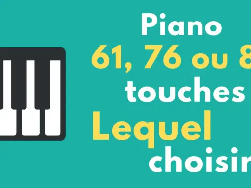 Piano : 61, 76 ou 88 touches. Lequel choisir ? Un clavier stylisé illustre la question du nombre de touches de piano.