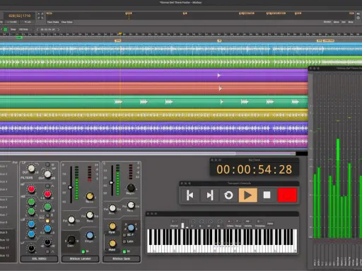 Interface d'un logiciel séquenceur gratuit affichant des pistes audio et des contrôles de mixage.
