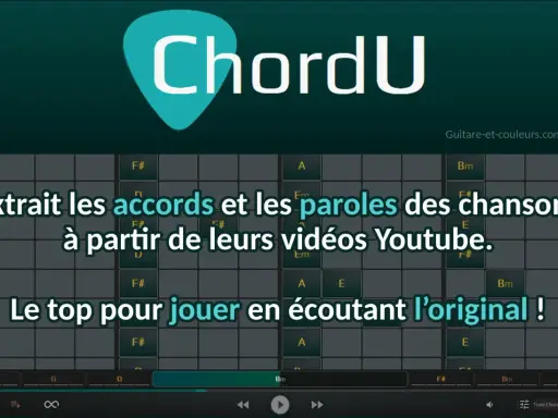 Logiciel gratuit pour trouver les accords d'une chanson. ChordU extrait les accords et paroles de vidéos Youtube pour jouer en écoutant l'original.
