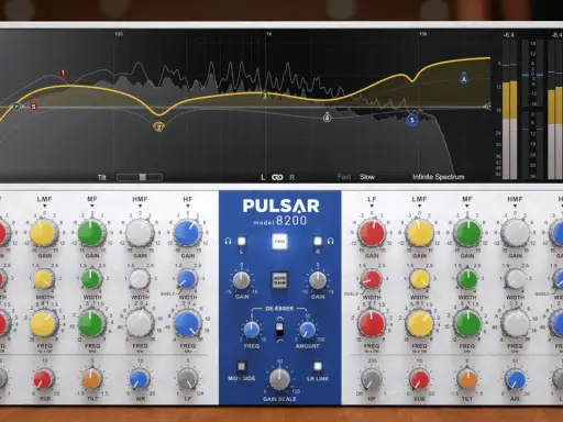Un égaliseur Pulsar 8200 pour mixer une voix, avec des réglages précis pour chaque bande de fréquences.