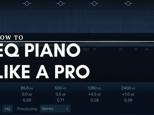 Égaliseur graphique montrant les réglages pour un piano mixage.
