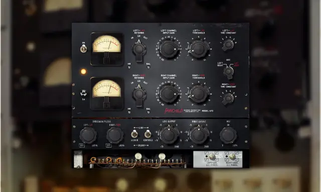 Le panneau de contrôle du légendaire compresseur Fairchild 670, avec ses VU mètres, ses potentiomètres et ses interrupteurs.