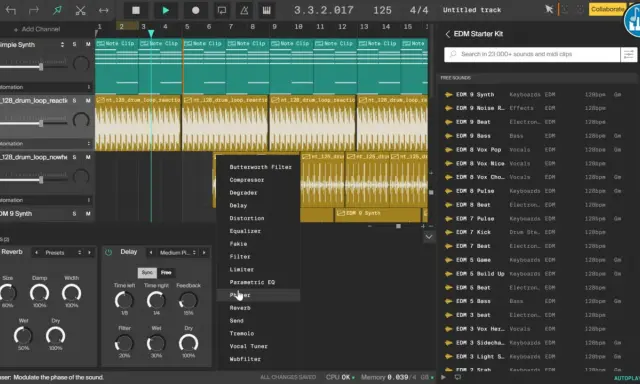 Un beatmaker en ligne utilise un logiciel de création musicale pour composer. L'écran montre une interface de DAW avec des pistes audio et des effets.