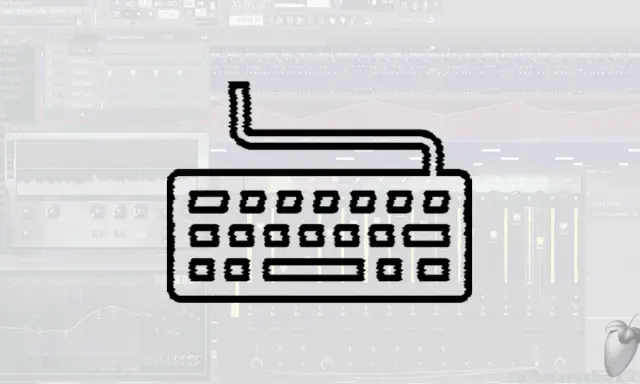 Icône de clavier stylisé sur une interface de production musicale, suggérant des raccourcis pour renommer des pistes ou des éléments.