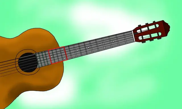 Manche de guitare avec un accord si 7 encadré en rouge.