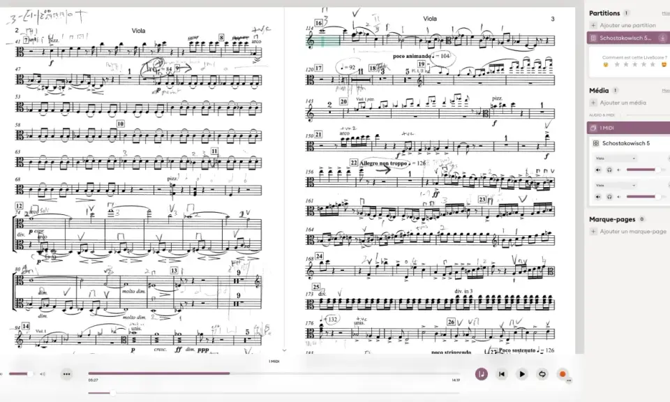 Partition de violon annotée, idéale pour une application lecture partition gratuite. Des indications manuscrites enrichissent la partition.