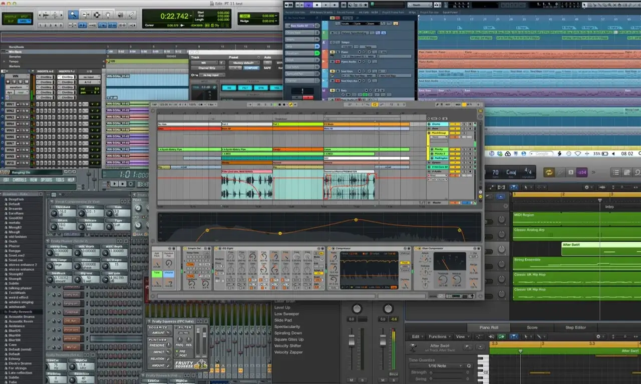 Un compositeur musique logiciel utilise une station de travail audio numérique pour créer des pistes.