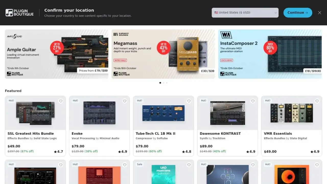 Mastering gratuit : découvrez des offres exceptionnelles sur des plugins audio, des instruments virtuels et des effets sur Plugin Boutique.