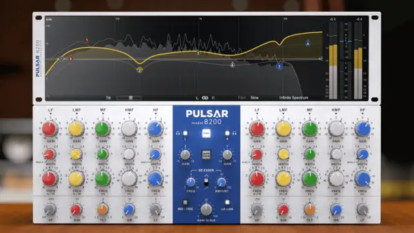 Un égaliseur Pulsar 8200 pour mixer une voix, avec des réglages précis pour chaque bande de fréquences.